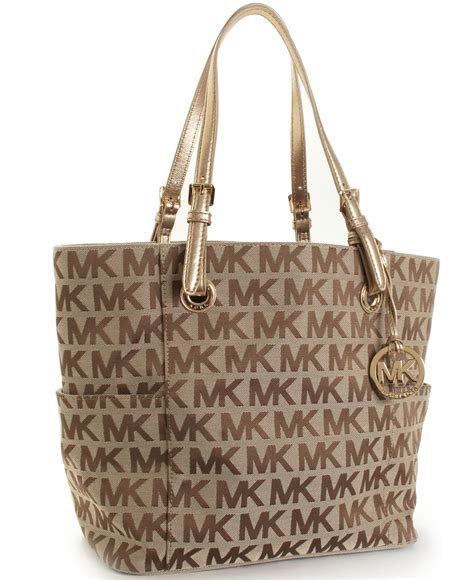 michael kors signature tote beige|Michael Kors large canvas tote.